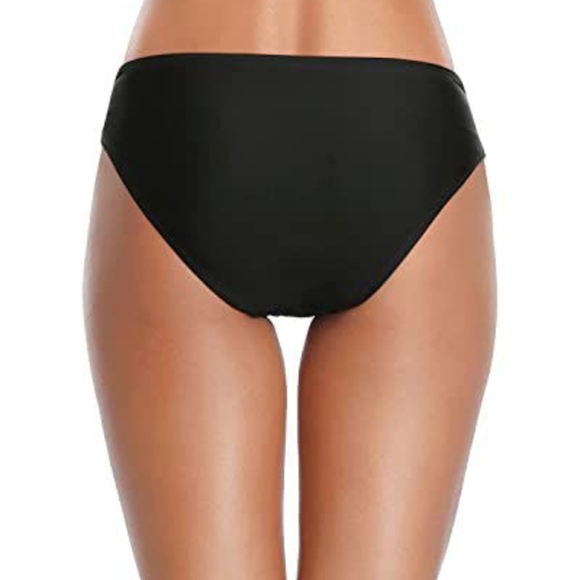 Classic Black High-Waisted Bikini with Ruched Waistband, New, Hygienic Liner, L - Picture 3 of 4